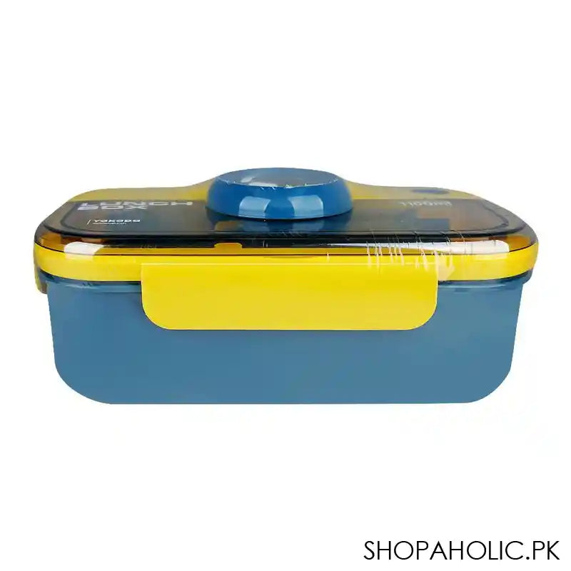Camera Plastic Lunch Box With Spoon & Fork, 1100ml Capacity, 7.1in (H) x 3.9in (W) x 2in (D), Blue - Image 2