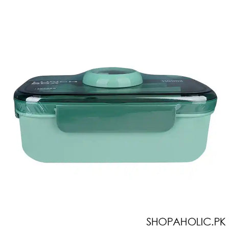 Camera Plastic Lunch Box With Spoon & Fork, 1100ml Capacity, 7.1in (H) x 3.9in (W) x 2in (D), Green - Image 2