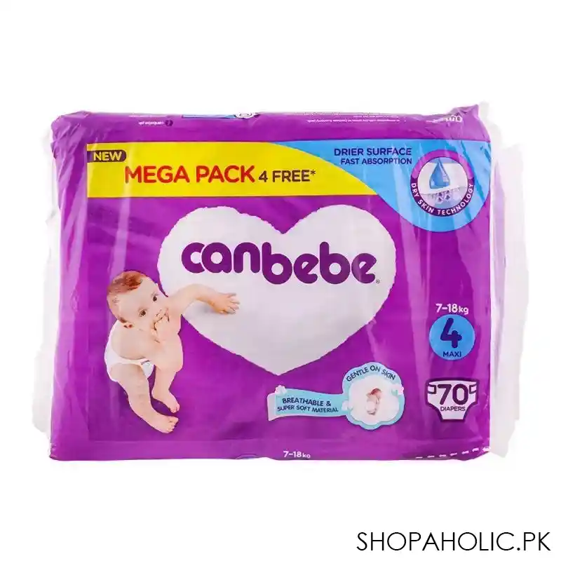 canbebe baby diaper maxi 4, 7 18kg, mega pack 70 pack image2