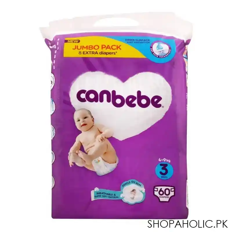 canbebe baby diapers jumbo midi, no. 03, 14 9 kg, 60 pack main image