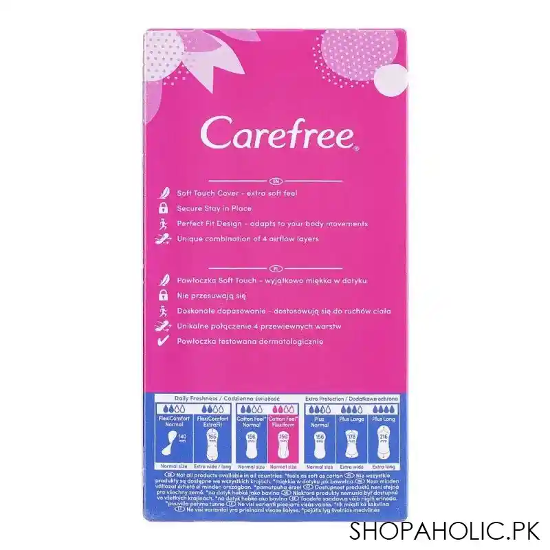 carefree cotton feel flexiform perfume free pantyliner, 30 pack image2