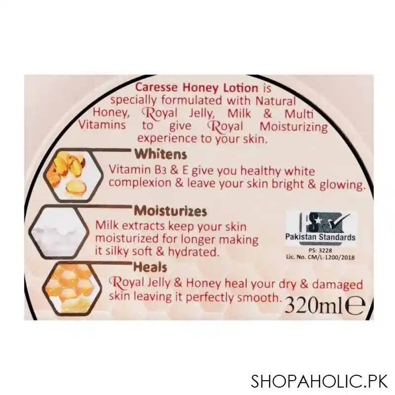 caresse royal jelly & milk extract honey lotion, 320ml image3