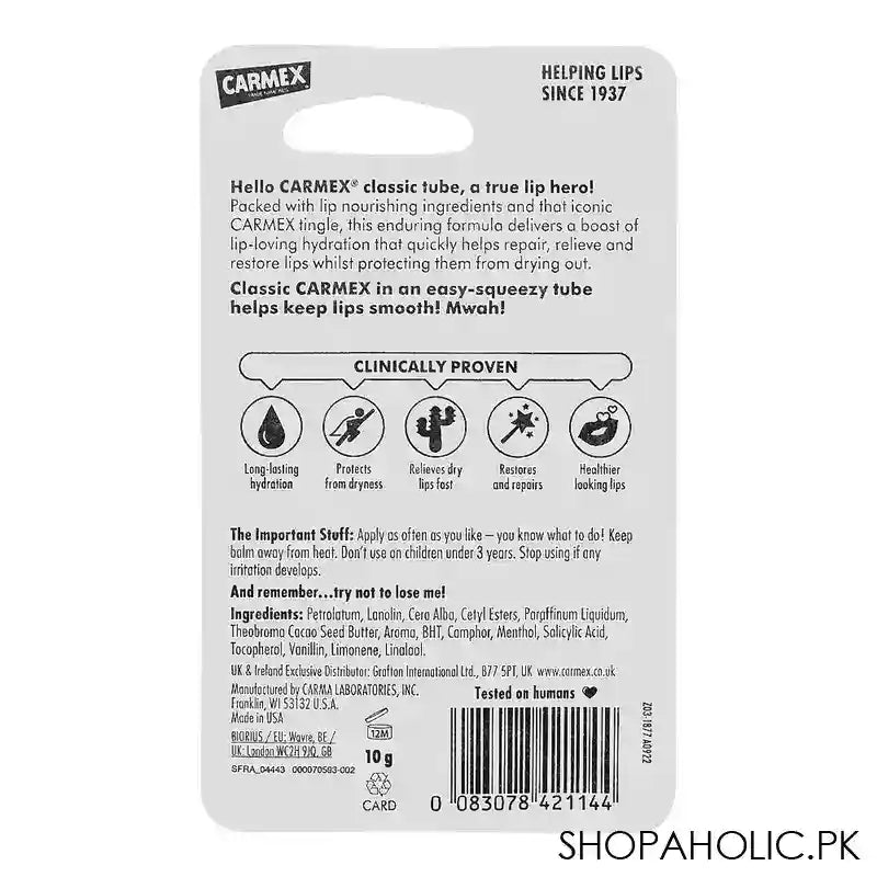 Carmex Classic Moisturizing Lip Balm, 10g - Image 2