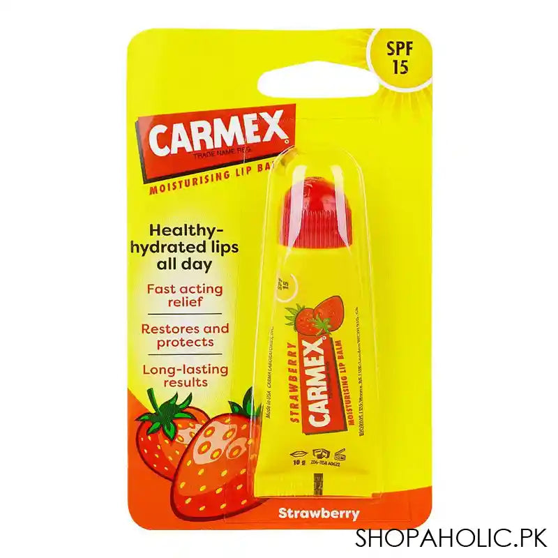Carmex Strawberry Moisturizing Lip Balm, SPF-15, 10g - Main Image