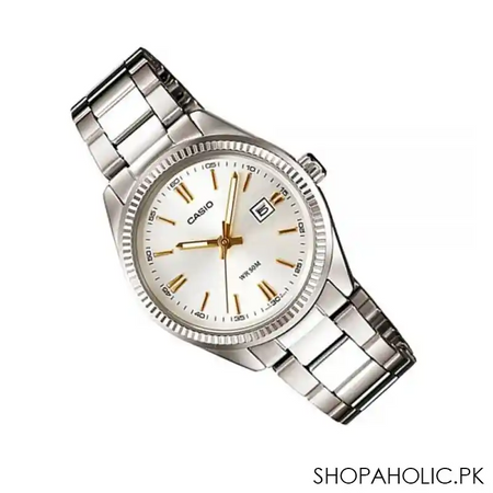 casio enticer women's silver/gold stainless steel strap watch, ltp 1302d 7a2vdf image2