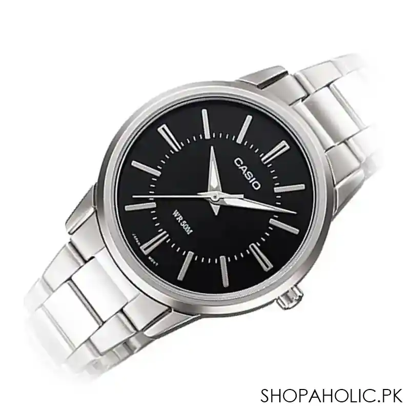 casio women's standard black dial stainless steel band watch, ltp 1303d 1avdf image2