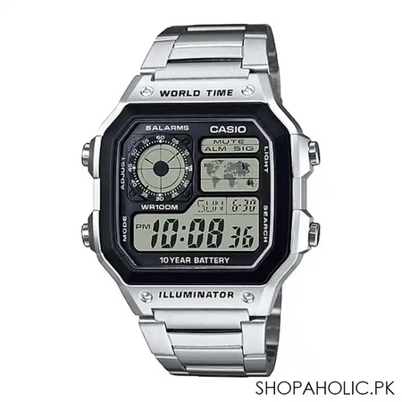 casio youth illuminator digital world time watch for men, ae 1200whd 1avdf main image