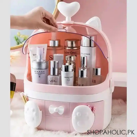 cat shape transparent makeup organizer image2