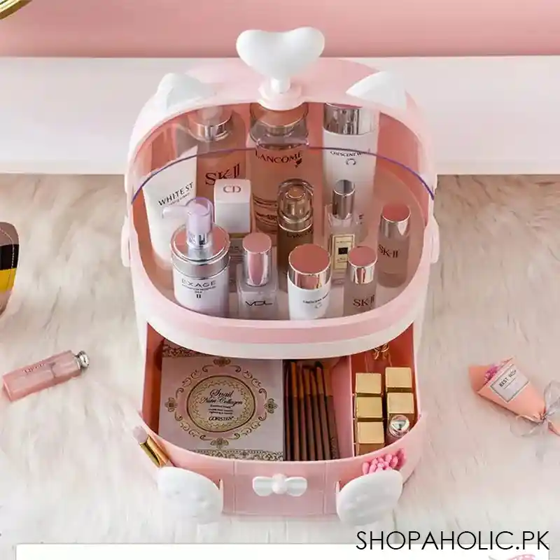 cat shape transparent makeup organizer image3
