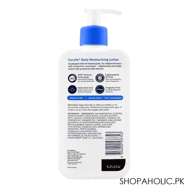 CeraVe Daily Moisturizing Lotion, Normal To Dry Skin, 355ml - Image 2