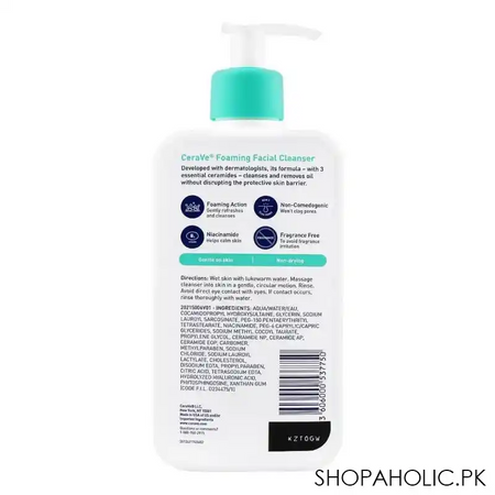 cerave foaming facial cleanser, normal to oily skin, 355ml image2
