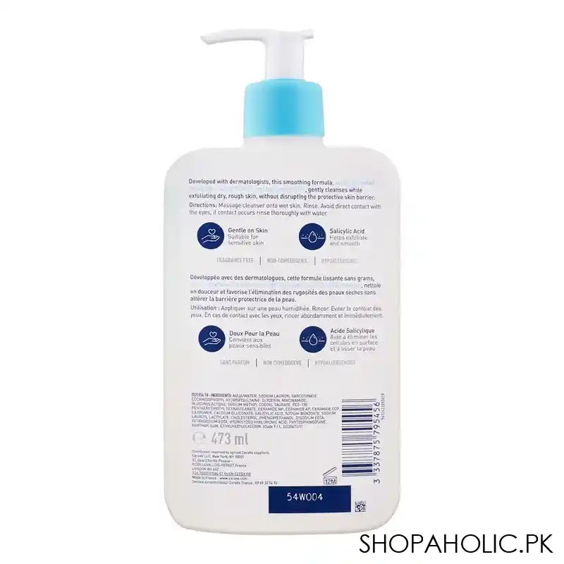 CeraVe Fragrance-Free SA Smoothing Cleanser Dry, For Rough Bumpy Skin, 473ml - Image 2