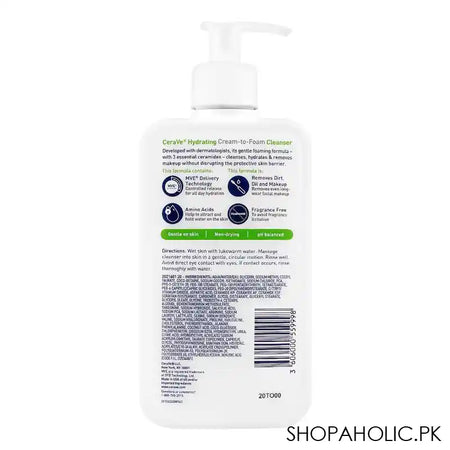 CeraVe Hydrating Cream-To-Foam Cleanser, Normal To Dry Skin, 355ml - Image 2
