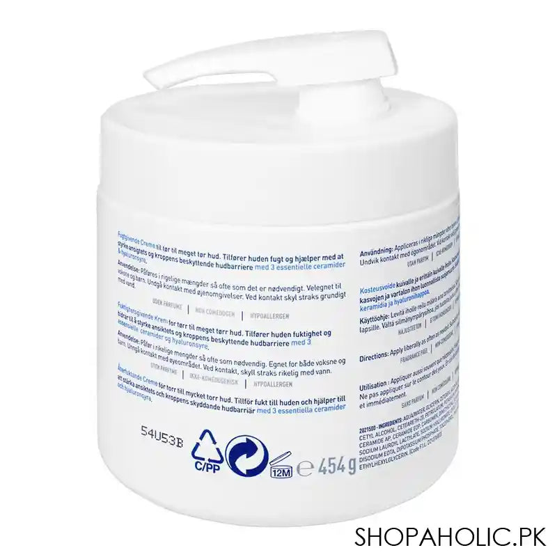 CeraVe Moisturising Cream Pump, For Dry To Very Dry Skin, 454g - Image 2