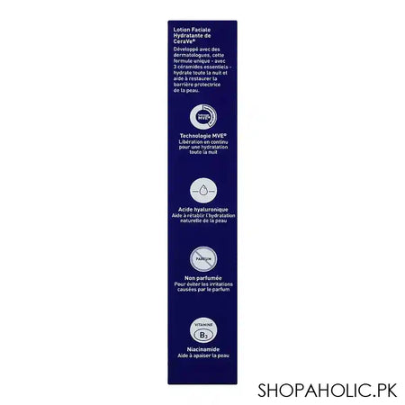 CeraVe PM/Nuit Facial Moisturizing Lotion With Hyaluronic Acid, Ceramides & Niacinamide, Oil-Free, 89ml - Image 3