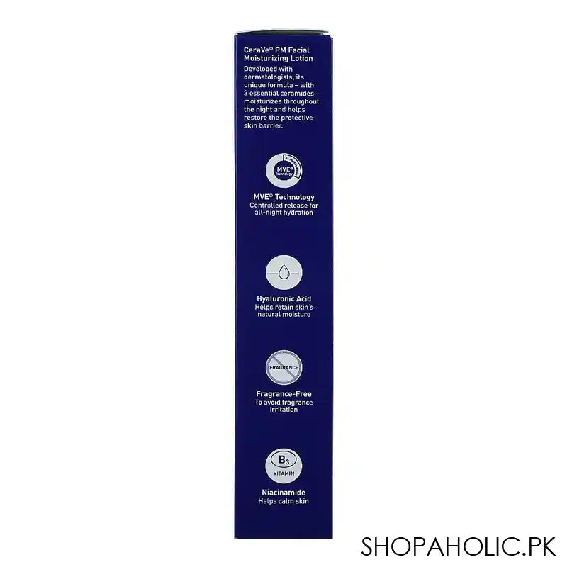 CeraVe PM/Nuit Facial Moisturizing Lotion With Hyaluronic Acid, Ceramides & Niacinamide, Oil-Free, 89ml - Image 5