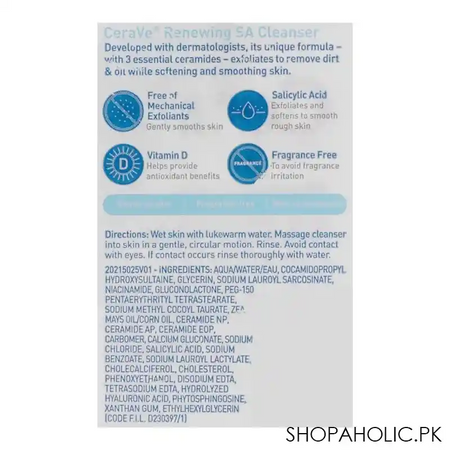 cerave renewing sa cleanser normal skin, for normal skin, 237ml image3