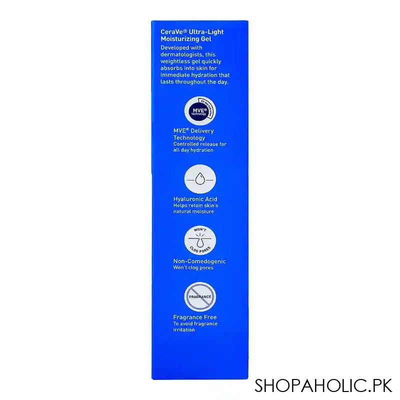 CeraVe Ultra Light Moisturizing Gel, With Ceramides, Niacinamide, Hyaluronic Acid, 52ml - Image 3