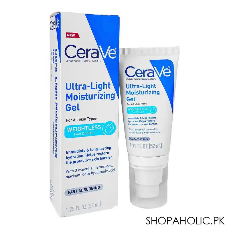 CeraVe Ultra Light Moisturizing Gel, With Ceramides, Niacinamide, Hyaluronic Acid, 52ml - Image 6