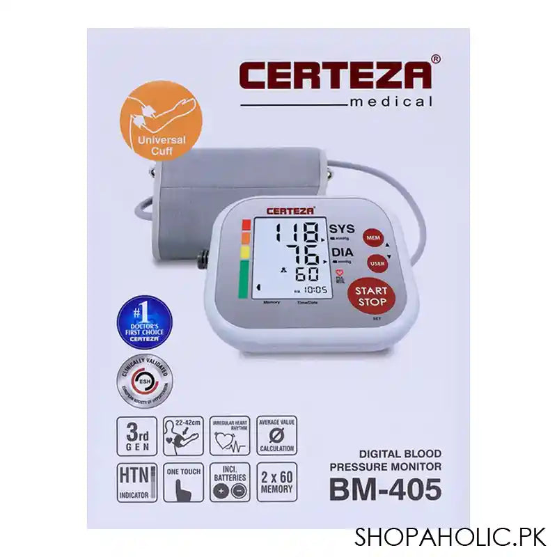 Certeza Digital Blood Pressure Monitor, Universal Cuff, BM-405 - Image 4