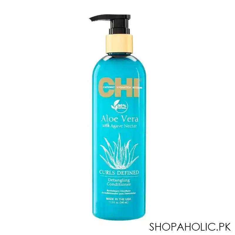 chi aloe vera with agave nectar 95% natural paraben free curls defined conditioner, 340ml main image