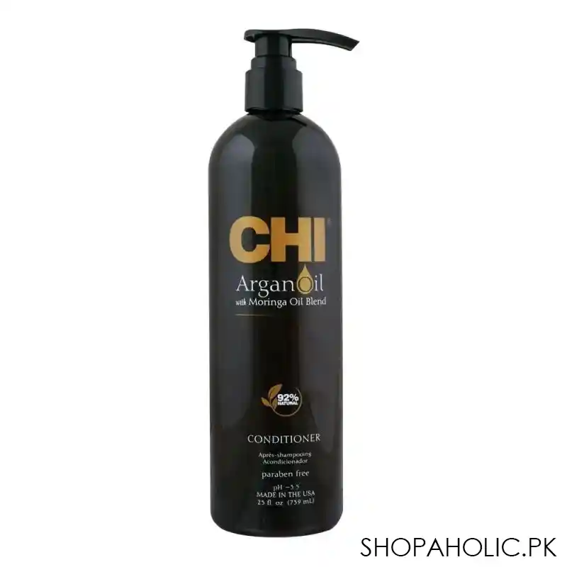 chi argan oil with moringa oil blend 90% natural sulfate & paraben conditioner, for damaged hair, 739ml main image