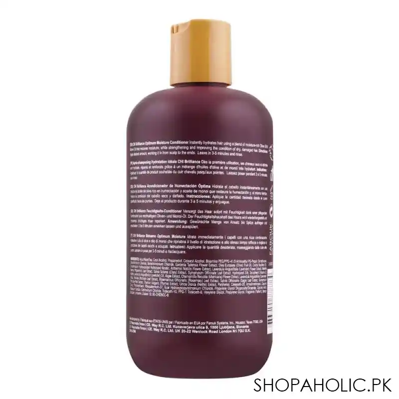 chi brilliance 90% natural paraben free optimum moisture conditioner, 355ml image2