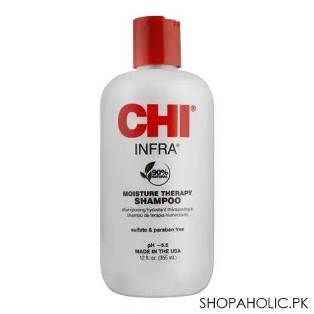 chi infra 90% natural sulfate & paraben free moisture therapy shampoo, 355ml main image