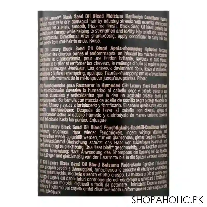 chi luxury black seed oil blend 92% natural paraben free moisture replenish conditioner, 355ml image4