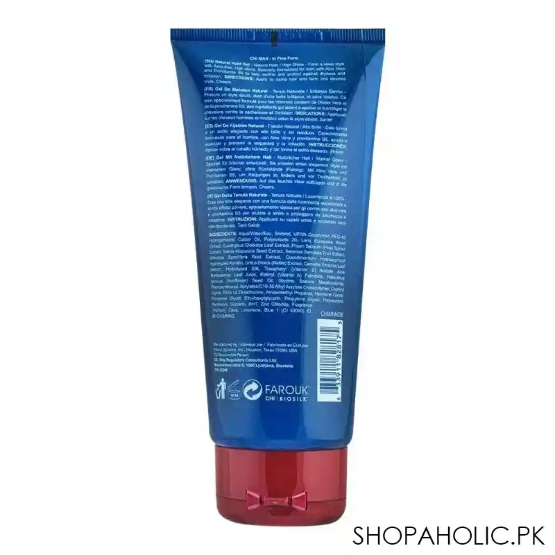 chi man in fine form paraben free natural hold gel, 177ml image2