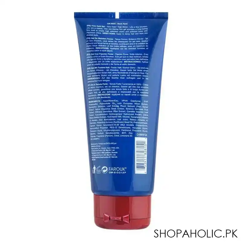 chi man rock hard paraben free firm hold gel, 177ml image2