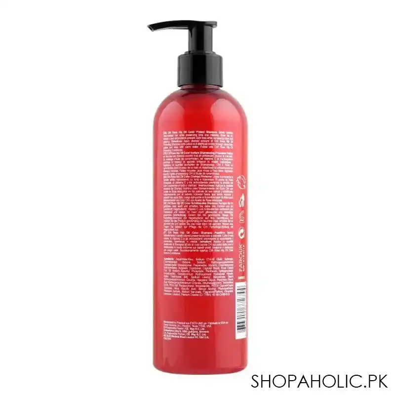 chi rose hip oil 87% natural sulfate & paraben free color protect shampoo, 355ml image2