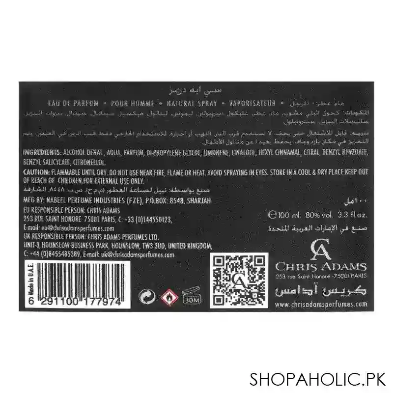chris adams dreamz black pour homme eau de parfum, for men, 100ml image2
