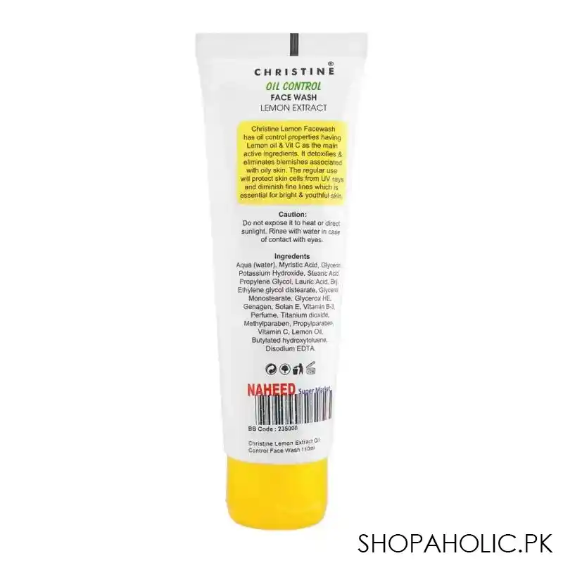 christine lemon extract oil control face wash, reduces acne scars, 110ml image2