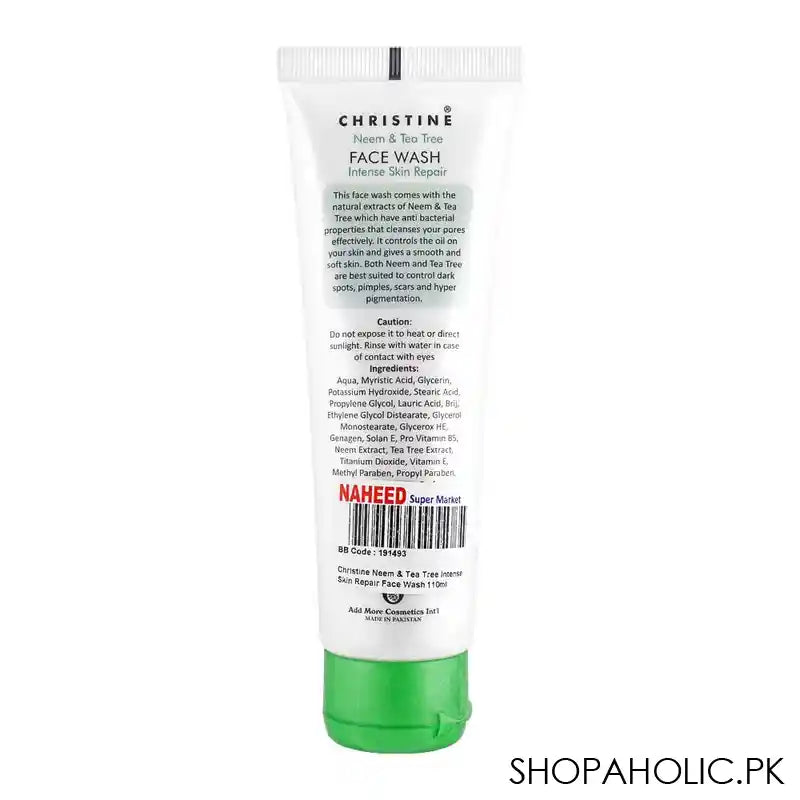 Christine Neem & Tea Tree Intense Skin Repair Face Wash, For All Skin Types, 110ml - Image 2