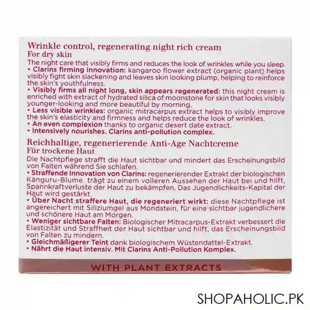 Clarins Extra-Firming Nuit Wrinkle Control, Regenerating Night Rich Cream, Dry Skin, 50ml - Image 4
