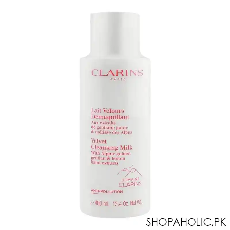 clarins paris alpine golden gentian & lemon balm extract velvet cleansing milk, 400ml main image