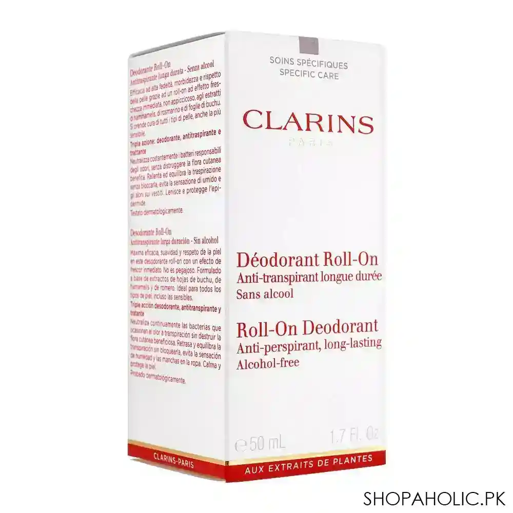 clarins paris anti perspirant deodorant roll on, 50ml image2