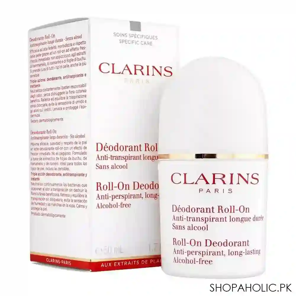 clarins paris anti perspirant deodorant roll on, 50ml main image