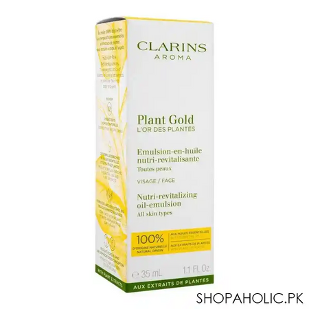 clarins paris aroma plant gold nutri revitalizing oil emulsion, all skin types, 35ml image2