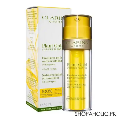 clarins paris aroma plant gold nutri revitalizing oil emulsion, all skin types, 35ml main image