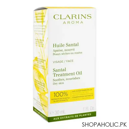 clarins paris aroma santal dry skin treatment oil, dry skin, 30ml image2