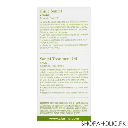 clarins paris aroma santal dry skin treatment oil, dry skin, 30ml image5