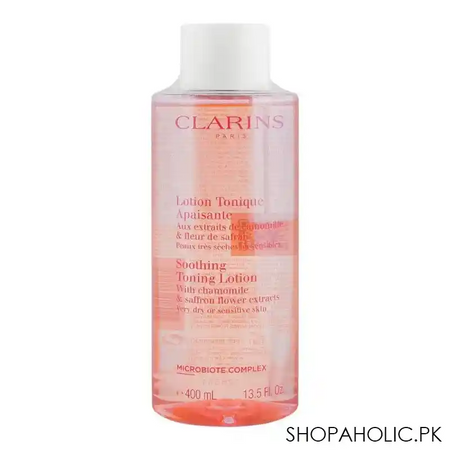 clarins paris chamomile & saffron flower extract soothing toning lotion, 400ml main image