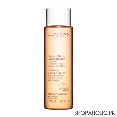 clarins paris cleansing micellar water, with alpine golden gentian & lemon balm extracts, 200ml main image