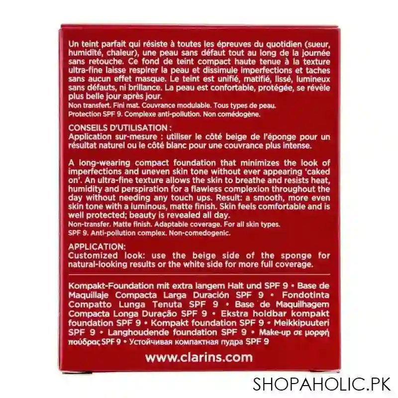 clarins paris everlasting compact long wearing & comfort foundation, 109 wheat image4