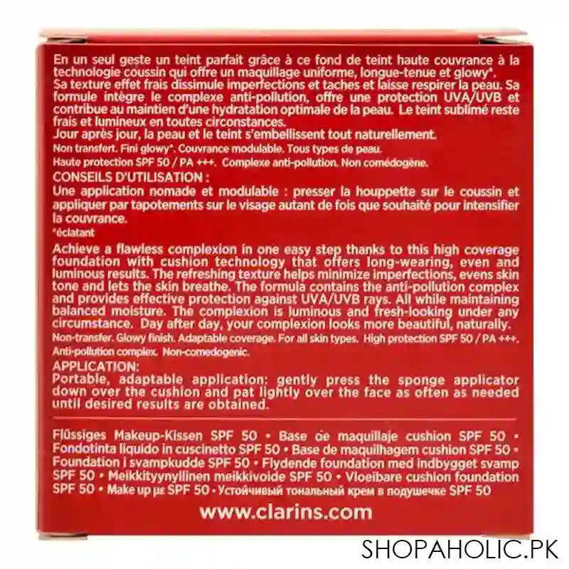 clarins paris everlasting cushion long wearing & hydrating foundation, spf 50/pa+++, 103 ivory image5