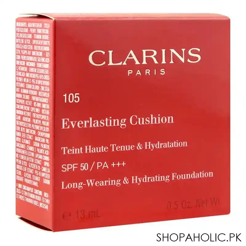 clarins paris everlasting cushion long wearing & hydrating foundation, spf 50/pa+++, 105 nude image4