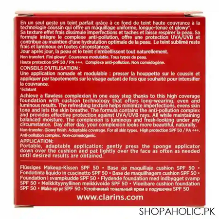 clarins paris everlasting cushion long wearing & hydrating foundation, spf 50/pa+++, 108 sand image5