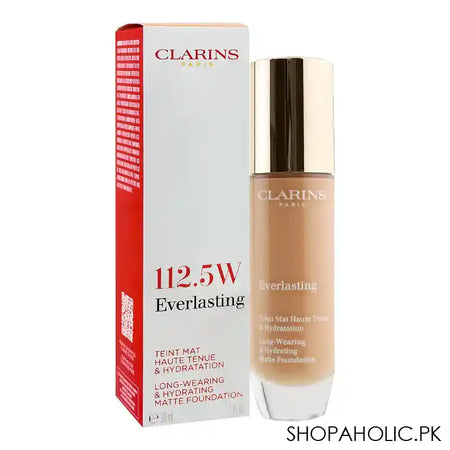 Clarins Paris Everlasting Long-Wearing & Hydrating Matte Foundation, 112.5W Caramel - Main Image